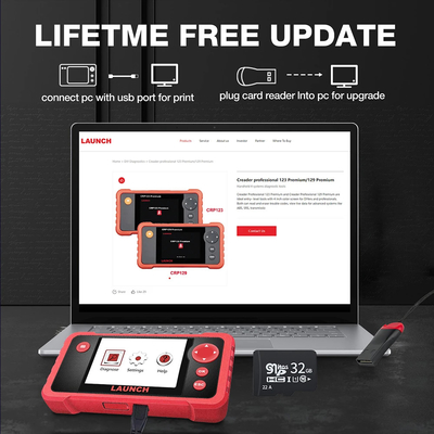 2024 New - LAUNCH X431 CRP123 V2.0 Car Diagnostic Tools Auto OBD2 ABS SRS Airbag Engine AT Auto Diagnostic Scanner Free