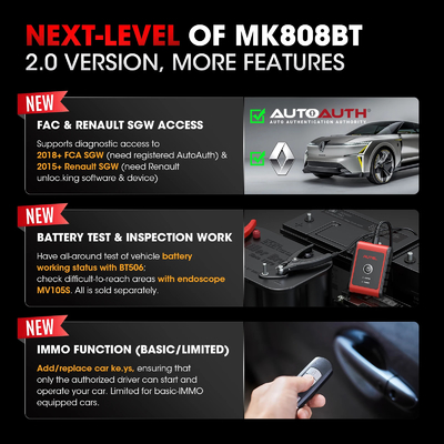 Autel MaxiCOM MK808KBT PRO OBD2 Scanner Automotivo Car Diagnostic Scan Tool MK808K-BT OBD 2 Code Reader Key Coding Activ
