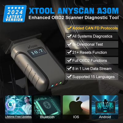 XTOOL Anyscan A30M OBD2 Auto Code Reader Full System Diagnostic Tools Bi-directional Scanner Lifetime Free Update Added CAN FD