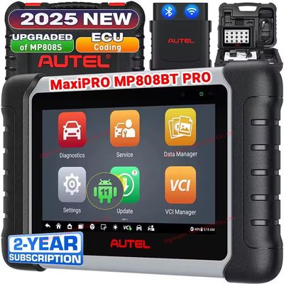 Autel MaxiPRO MP808BT Pro Kit with OBDII Adapters Support 3000+ Bidirectional Support ECU Coding, 30+ Services 150 Makes, FCA AutoAuth