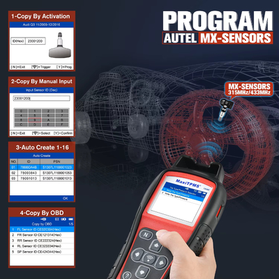 Autel MaxiTPMS TS508WF TPMS Programming Tool MX-Sensors 315 433 MHz TPMS Relearn Activate All Sensors Scan Read Clear DTCs Reset