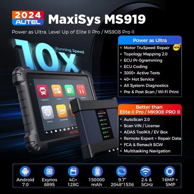 2025 Autel Maxisys MS919 Diagnostic Scanner 5-in-1 VCMI, ECU Programming & Coding, Topology Module Mapping, Same as MS Ultra Upgraded of MS909
