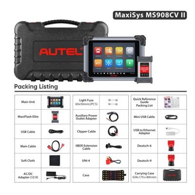 2025 Autel Maxisys MS908CV II Heavy Duty Truck Scanner with J2534 ECU Programming Support Smart AutoVin 2.0 and Pre Post Scan Upgraded Ver. Of MS908CV