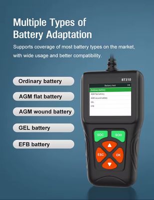 BT310 12V/24V Battery Load Tester for Lead Acid AGM GEL EFP Batteries with Cold Cranking Amps Test