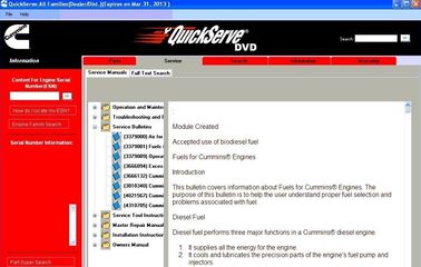 Heavy Duty Truck Diagnostic Software Cummins Quickserve for Family Engine